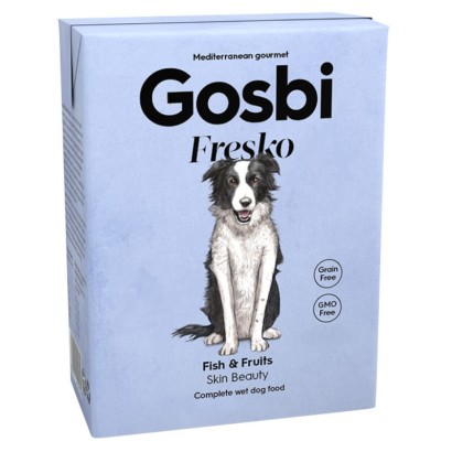 Gosbi Fresko Dog Fish & Fruits – alimento húmedo completo de pescado para perros (375 g)