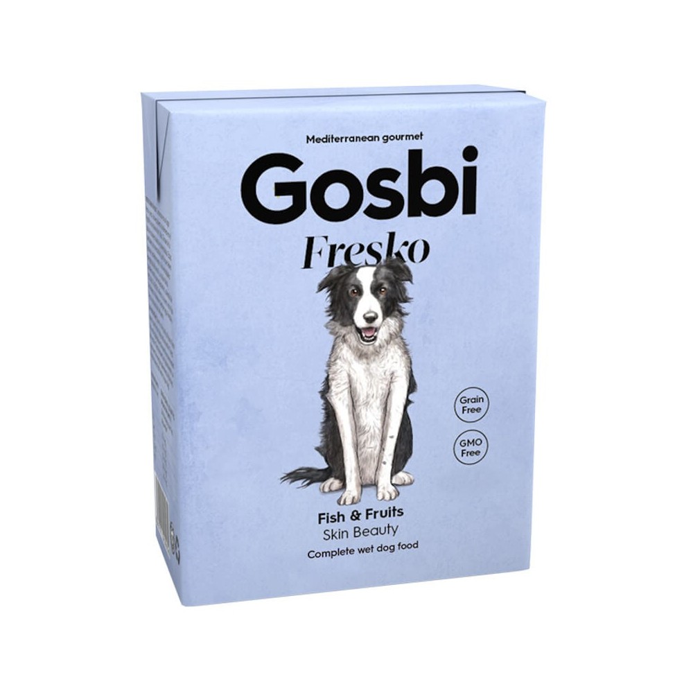 Gosbi Fresko Dog Fish & Fruits – alimento húmedo completo de pescado para perros (375 g)