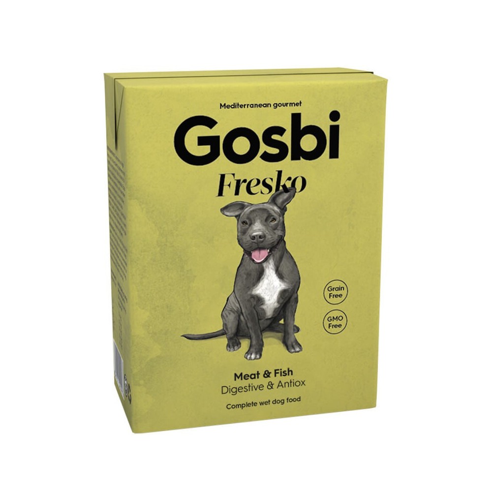 Gosbi Fresko Dog Meat & Fish – alimento húmedo completo para perros (375 g)