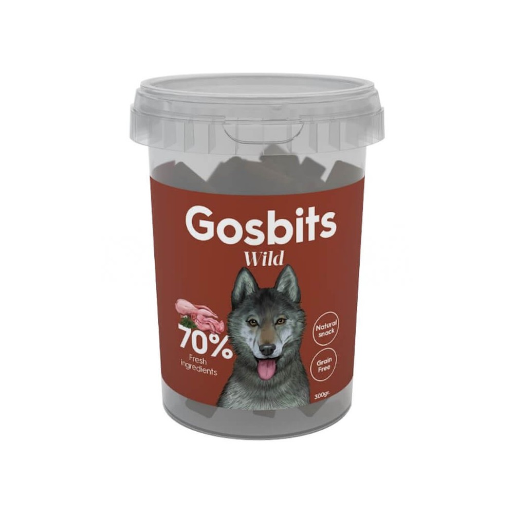 Gosbits Wild – snack semi-húmedo de codorniz, conejo y pato para perros (300 g)