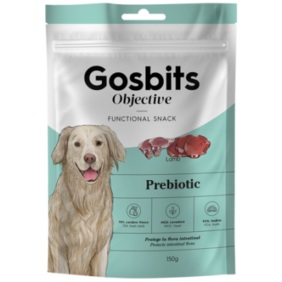 Gosbits Objective Prebiotic 150 g – snack funcional con prebióticos (MOS + FOS)