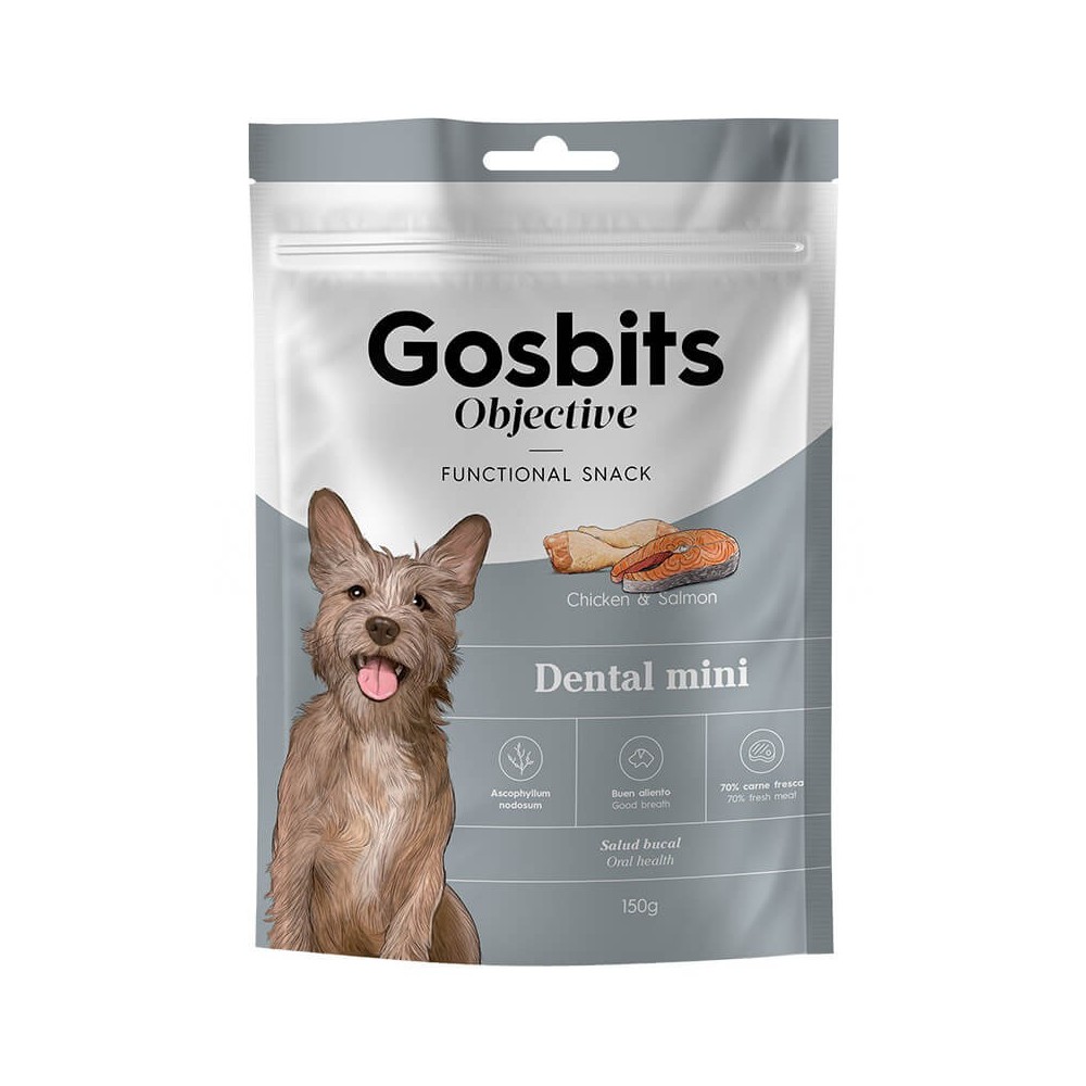 Gosbits Objective Dental Mini – snack dental con algas Ascophyllum para perros (150 g)