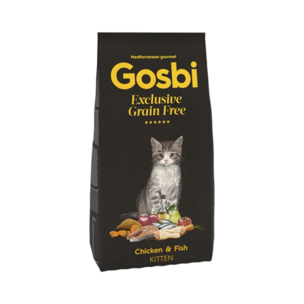 Gosbi Exclusive Grain Free Chicken & Fish Kitten – pienso sin cereales para gatitos, croqueta 8 mm.