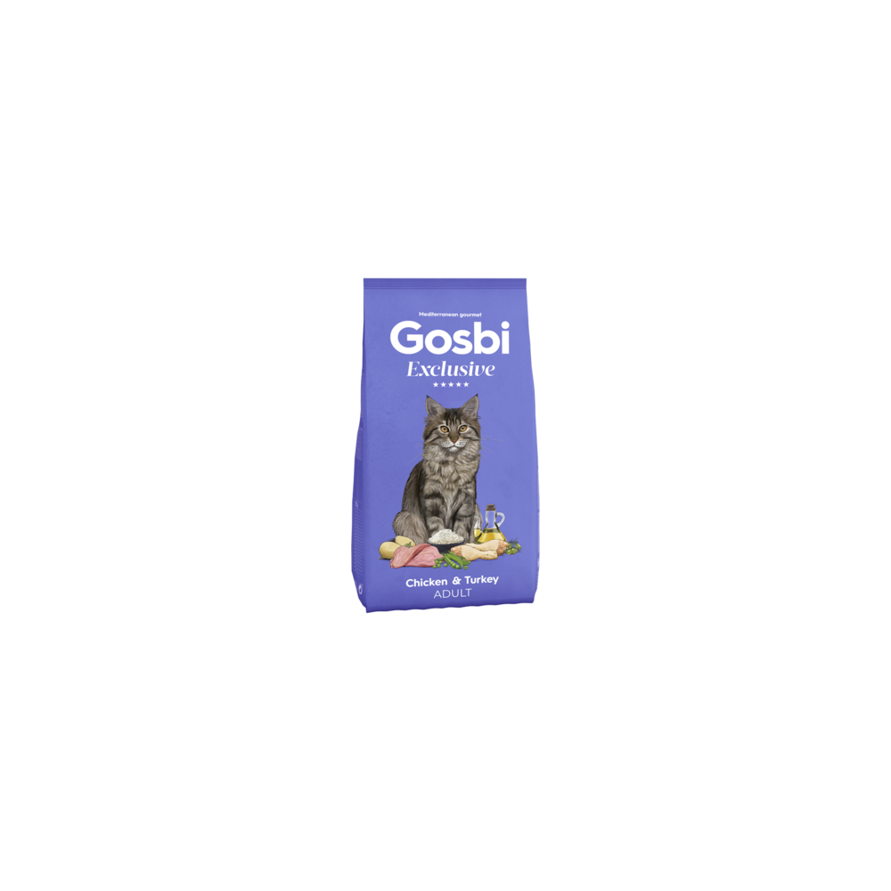 Gosbi Exclusive Cat chicken & turkey adult – pienso para gatos adultos, croqueta 12 mm.