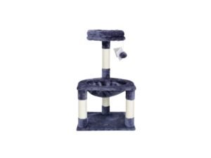 Rascador para gatos Juba gris antracita con plataformas y pelota colgante